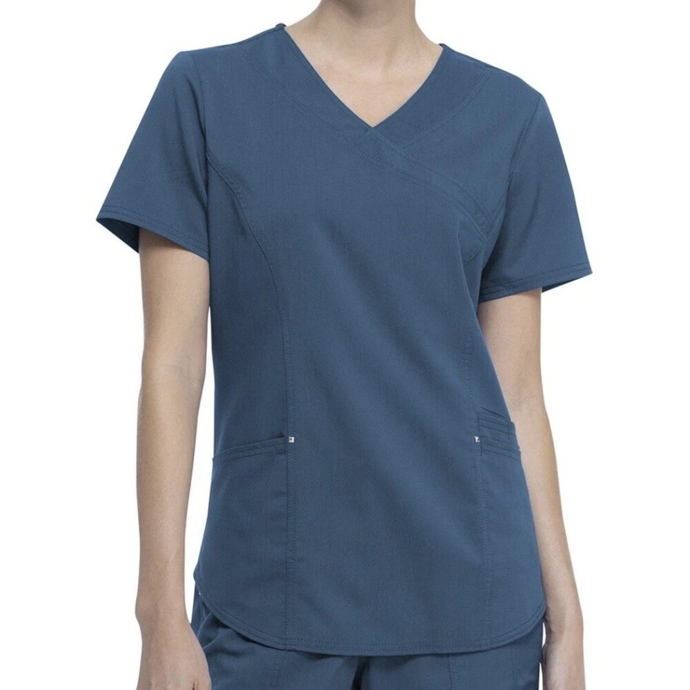 NWT Scrubstar Ultimate Premium Mock Wrap Top Short Sleeve Size XS Deep Slate